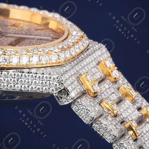 Reloj mecánico artesanal de acero inoxidable con lectura analógica, movimiento automático, diamantes moissanita de corte redondo, claridad VS VVS EF - Product Image 4
