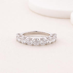 Half Eternity Moissanite Diamond Wedding <b>Band</b> <b>Ring</b> in 925 Sterling <b>Silver</b> Round Cut Stackable Fine Jewelry Gift - Product Image 1