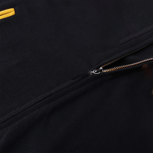 Chaqueta Deportiva de Felpa Alpha Black |   Chaqueta Bomber de Fraternidad |   Ropa Urbana Estilo Grecia con Bordados Escolares y Cintas, Efecto Frío - Product Image 4