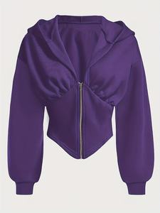 Sweat à capuche court pour femme, style streetwear tendance, pull-over, mode hiver, vente en gros usine - Product Image 1