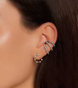 Boucles d'oreilles créoles Starburst pour usage quotidien, avec fermoir papillon, 10 mm, cercle ouvert poli, en or massif 14 carats, diamant de laboratoire taille ronde - Product Image 2