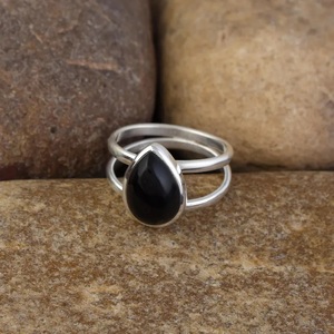 925 Sterling Silver Handmade Black Onyx <b>Statement</b> <b>Ring</b> Bohemian Style Gemstone Jewelry High Quality Fashion <b>Ring</b> - Product Image 2