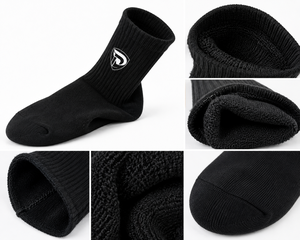 Men's <b>Black</b> Crew <b>Socks</b> with White Logo Heat Transfer Printing Breathable Knitted Winter Wear 100% Cotton Quick Dry - Product Image 3