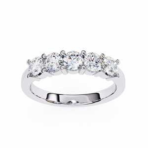 Anillo de Eternidad de Moissanita en Oro Blanco para Mujer, Corte Brillante Redondo, Engaste de Garras, Joyería Clásica para Boda - Product Image 5