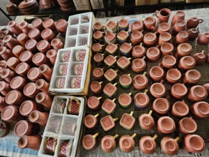 Handmade Organic Terracotta <b>Clay</b> Eco-Friendly Handheld BPA Free Portable Reusable Tea Coffee Cups Pack 6 - Product Image 4