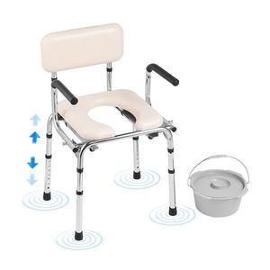 Sedia Comoda Leggera con Sedile Imbottito, Altezza Regolabile a 7 Livelli, Secchio Rimovibile da 5,8L, Braccioli Ribaltabili - Facile Montaggio - Product Image 3