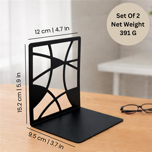 Par de Sujetalibros Metálicos de Diseño Circular Minimalista y Moderno, Disponible en Negro y Blanco, para Decoración de Estanterías y Escritorios de Oficina - Product Image 3