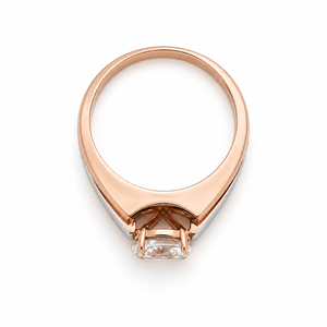 18K Rose Gold <b>Mens</b> Diamond Solitaire <b>Ring</b> Round Cut Two Tone Band Modern Geometric Design Luxury Fine Jewelry Wedding Party - Product Image 5