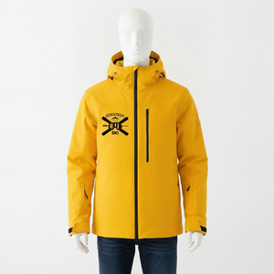 Snowgard Men's Yellow Hooded Puffer <b>Jacket</b> Waterproof Sporty Winter Outerwear with Ski Logo Print Regular Fit - Product Image 2