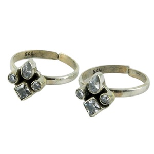 Beautiful Gemstone White CZ 925 <b>Sterling</b> <b>Silver</b> <b>Toe</b> <b>Rings</b> Gemstone <b>Silver</b> Jewelry Handmade <b>Silver</b> Jewelry - Product Image 1