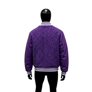 Blouson universitaire classique violet pour homme, col rabattu, coupe droite, style universitaire premium, pour le quotidien, automne, décontracté - Product Image 2