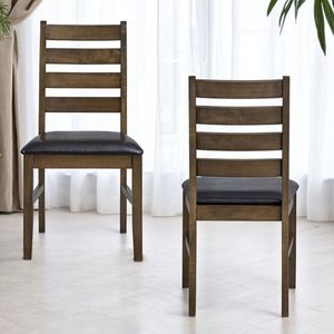 Set Damica di 2 Sedie da Pranzo Laterali in Pelle Sintetica Marrone e Noce - Product Image 2