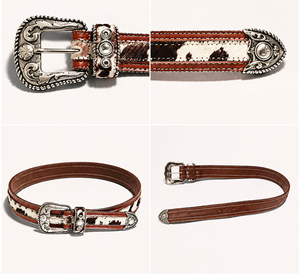 Ceintures en cuir véritable de vache avec poils, style western, boucle personnalisée, fournisseur B2B de Divine International - Product Image 5