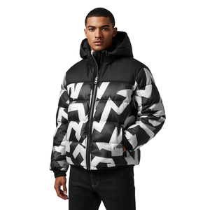Chaqueta Acolchada con Estampado Geométrico para Hombre - Ropa de Invierno Impermeable - Product Image 1