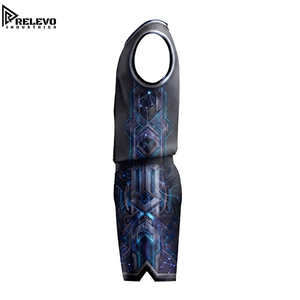 Survêtements OEM à col en V, noir, bleu, violet, uni, 100 % polyester, respirant, séchage rapide, personnalisable avec le nom de l'équipe, vêtements de sport, uniforme - Product Image 3