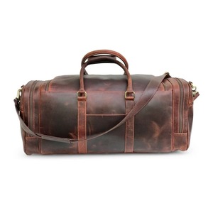 กระเป๋าหนังแท้สไตล์วินเทจ กระเป๋าเดินทางสำหรับวันหยุดสุดสัปดาห์ สำหรับผู้ชายและผู้หญิง ความจุขนาดใหญ่ พกพาสะดวก มีช่องใส่รองเท้า - Product Image 4