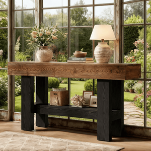 Consolle Lunga Moderna di Lusso in Pino e Quercia per Soggiorno, Ingresso, Appartamento, Hotel - Product Image 1