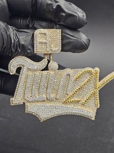 Colgante de Plata de Ley 925 con Letra Personalizada Iced Out, Diamante Moissanita VVS Brillante, Estilo Hip Hop de Lujo, para Uso Unisex - Product Image 3