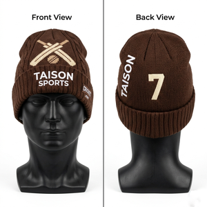 Mens Cricket Beanie Premium 280 GSM Acrylic Knit Soft Stretch Teal Color Folded Cuff Embroidery Logo Custom Winter Sports Cap - Product Image 2