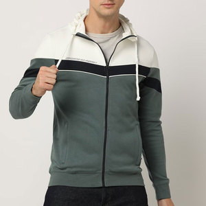 Sweat-shirt à capuche zippé pour homme, design color block, coupe classique, vêtement décontracté pour l'automne, tissu en molleton français - Product Image 1