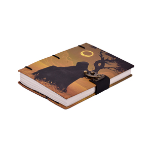 <b>A5</b> Dark Eclipse Hooded Figure Design Handmade Paper Journal Lock <b>Diary</b> 200 Pages Double Side Writing Premium Eco Friendly Dairy - Product Image 1