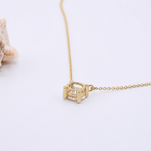 Collier pendentif solitaire classique en or jaune avec diamant de laboratoire taillé, serti en panier, bijoux fins, cadeau pour anniversaire ou fête - Product Image 3