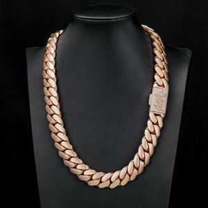 AMBER JEWELS - Collar de Oro Sólido de 18K de Primera Calidad con Corte Baguette, Piedra Natural, Cadena Cubana, Chapado en Oro/Plata, Cadena de Lujo, Certificado IGI - Product Image 1