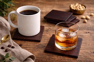 Wholesale ILAHI's Eco-Friendly Brown Square Wooden Coaster Classic Design Tabletop Protective Accessory Customizable Size Home - Product Image 4