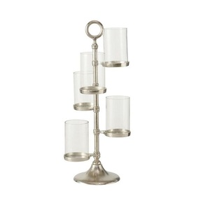 Portavelas de Aluminio Dorado Hecho a Mano, Diseño Cilíndrico de Vidrio, para Velas Votivas, Decoración Navideña para el Hogar - Product Image 4