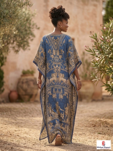 Women Printed <b>Kaftan</b> Dress Loose Fit Beach Wear Lightweight Fabric <b>Summer</b> Island Vacation Style Bulk Supply - Product Image 2