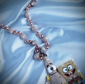 <b>SpongeBob</b> and Patrick Cartoon Pendant Necklace Rose Gold Plated 925 Silver Moissanite Iced Out Themed Charm <b>Gift</b> For Children - Product Image 5