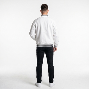 Veste universitaire blanche pour homme Dumela, style preppy, badge brodé, fermeture à boutons sur le devant, vêtement d'extérieur d'hiver, coupe-vent - Product Image 4