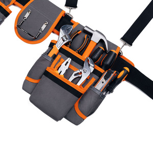 Adjustable Duffle Bag for <b>Carpenter</b> <b>Tools</b> Multiple Pockets Gray Orange Cotton/Nylon/Polyester Material Comfortable Heavy Duty - Product Image 5