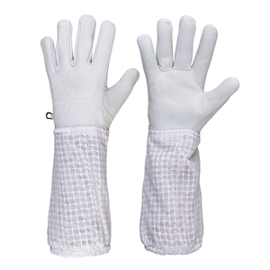 Gants d'apiculture professionnels en cuir de chèvre avec manchette longue ventilée en maille respirante, résistants aux piqûres, pour apiculteurs (vente en gros) - Product Image 6