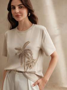 Sudadera de Algodón de Alta Calidad para Mujer, Cuello Redondo, con Cuentas, Diseño Floral de Moda, Manga Larga, Jersey, Ropa de Invierno - Product Image 5