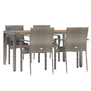 Dark <b>Grey</b> Rattan Garden Dining Set 4 Seater Weather Resistant Outdoor Furniture Contemporary Design Metal <b>Frame</b> - Product Image 3