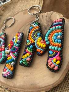 Custom Hand Embroidered Eco-Friendly Felt Fruit Pattern Woven Design Carabiner Keychain <b>Bag</b> <b>Charm</b> - Product Image 2