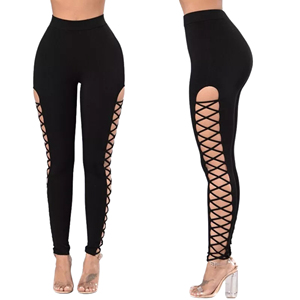 Leggings de yoga personnalisés à taille haute sans couture pour femmes - Spandex tricoté antibactérien fin avec poches pleine longueur - Product Image 2