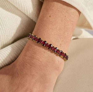 Pulsera de granate natural en plata de ley 925, pulsera de piedras preciosas hecha a mano, elegante joyería fina, regalo para mujer - Product Image 4
