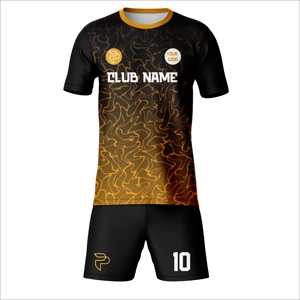 Men's Black Soccer Jersey With Gold Camo Print Sublimated Number 10 Breathable Polyester Short Sleeve Uniform Set Wholesale - Product Image 2