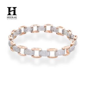 Bracelet de luxe pour homme en or bicolore 14K 18K, maillons géométriques rectangulaires, entièrement pavé de diamants de laboratoire, chaîne de créateur personnalisée - Product Image 1