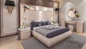 Luxury Art Deco <b>Solid</b> Teak <b>Wood</b> Bedroom Set Modern King Size Bed Grand Wardrobe 2 Nightstands <b>Dressing</b> <b>Table</b> Luxury Furniture - Product Image 4