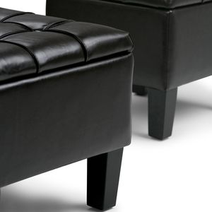 Dover 3-Piece Brown Tanners <b>Storage</b> Ottoman Set Elegant <b>Stools</b> & Ottomans - Product Image 3