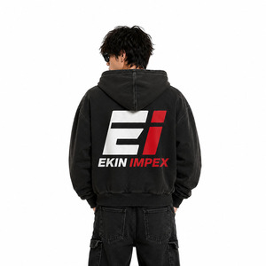เสื้อฮู้ดซิปวินเทจแบบสั่งทำพิเศษสำหรับผู้ชาย ทรงโอเวอร์ไซส์ หนานุ่ม สไตล์สตรีทแวร์ ซิปยาวเต็มตัว รับผลิตแบบ OEM และติดฉลากส่วนตัว - Product Image 2