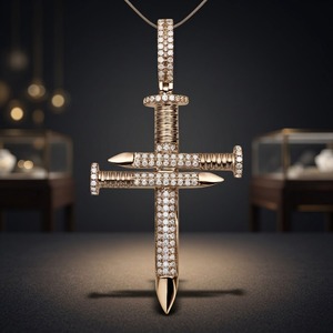 Colgante de cruz de diamantes de lujo, plata 925, corte brillante redondo, engaste de canal, unisex, para uso diario, colgante de joyería temática - Product Image 4