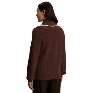 Cárdigan de Punto con Cuello Chal para Mujer, Botones al Frente, Mezcla de Algodón Suave, Adorno Bordado, Manga Larga, Suéter Elegante e Informal - Product Image 4