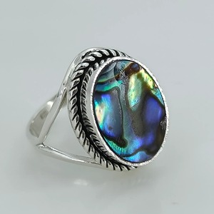 Bague Cocktail en Coquille d'Ormeau, Argent Sterling, Coquille de Paua Naturelle Ovale, Bijou Fait Main, Sertissage Clos, Cadeau pour Elle, Jeweltech - Product Image 6