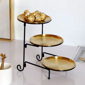 Support à chocolats en métal doré à trois niveaux, élégant, pour la présentation de friandises sur table, décoration de la maison - Product Image 1