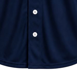 Navy Blue Women's Baseball Jersey, Short Sleeve <b>Button</b> Front V Neck Top with <b>White</b> Trim and Embroidered for Team Sports - Product Image 6