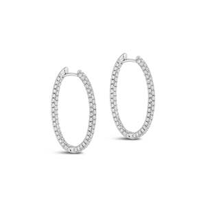 Pendientes de Aro Ovalados con Diamantes Sueltos Cultivados en Laboratorio, Corte Brillante Redondo, 1.62 Quilates, F/VS, Oro Blanco Sólido de 18k, Joyería Fina, Regalo de San Valentín - Product Image 1